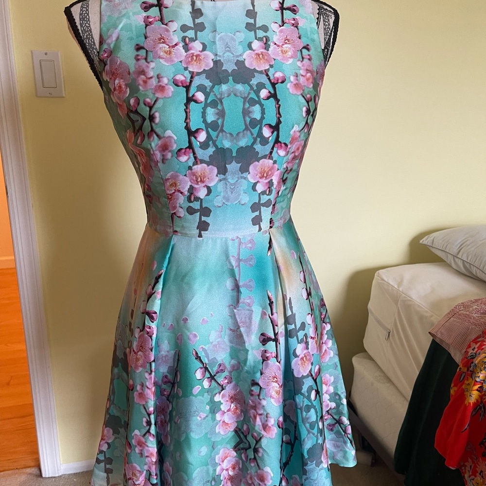 Blue Lotus Flower Dress, UK Size 6